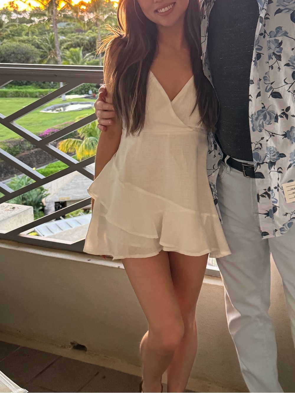 Forever 21 White Tiered Ruffled Romper Dress